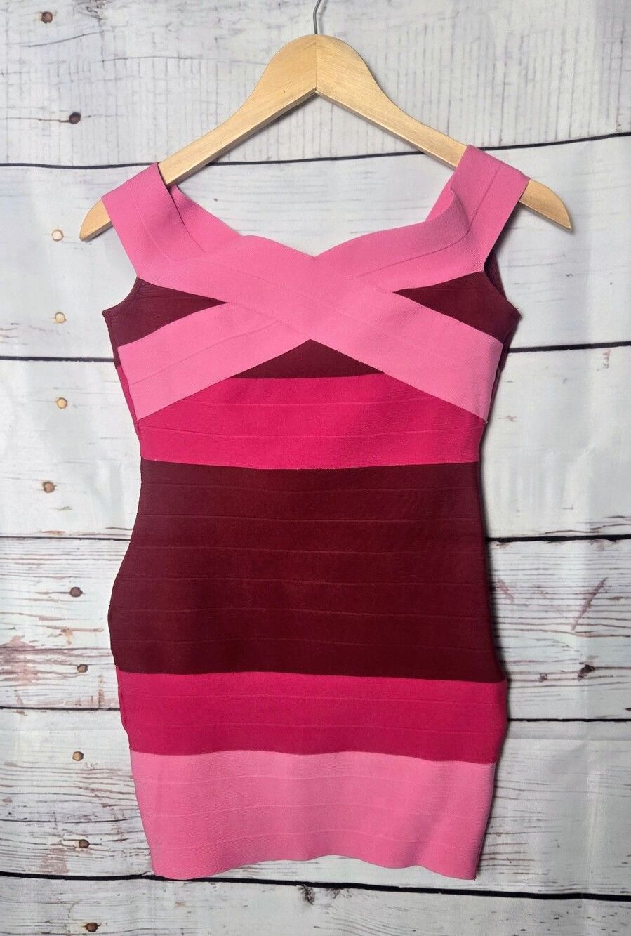 Revolve Superdown Womens Bandage Dress Size Small Pink Maroon Striped Bodycon